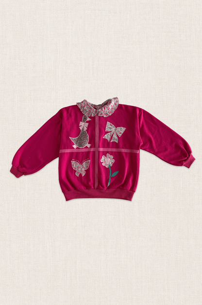 Floral Collar Appliqué Sweatshirt