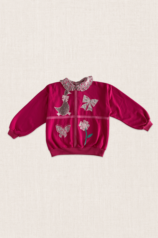 Floral Collar Appliqué Sweatshirt