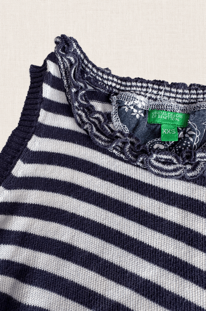 Ruffle Neck Striped Knit Tank