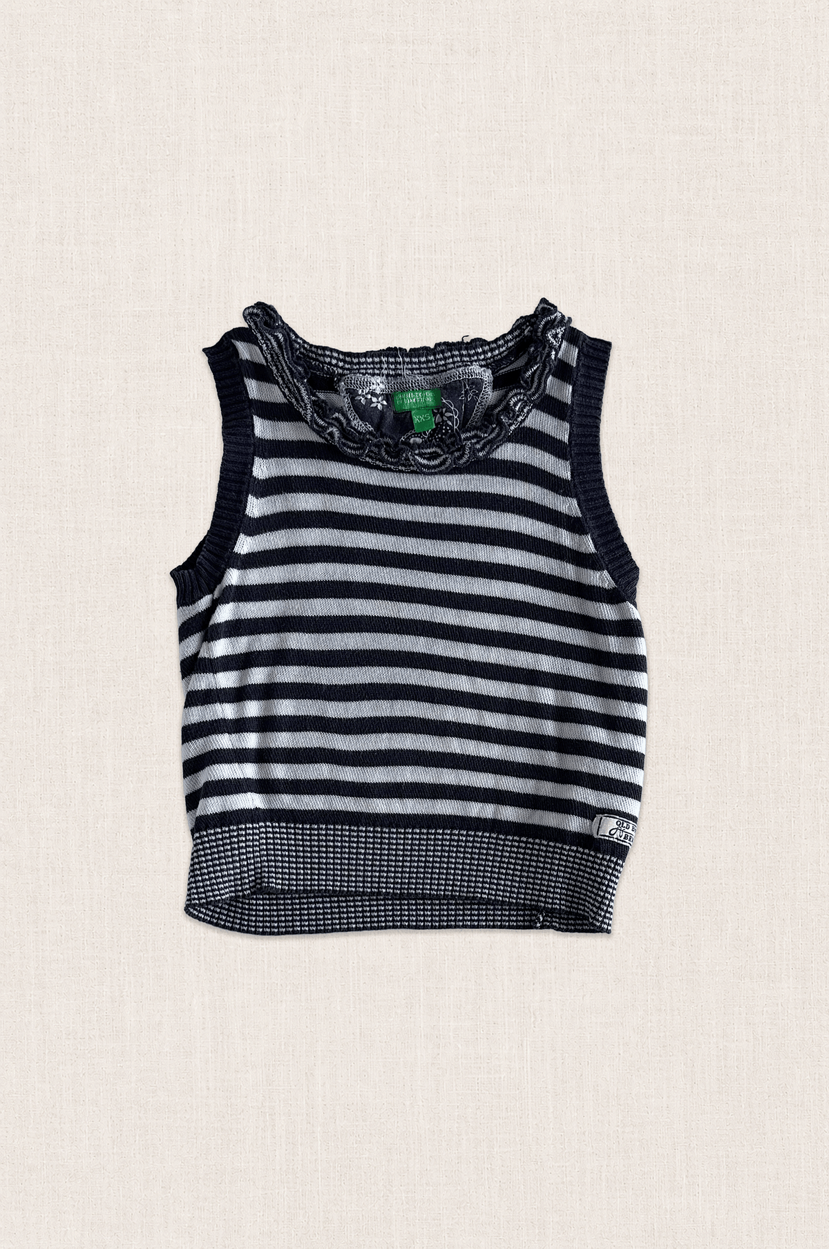 Ruffle Neck Striped Knit Tank