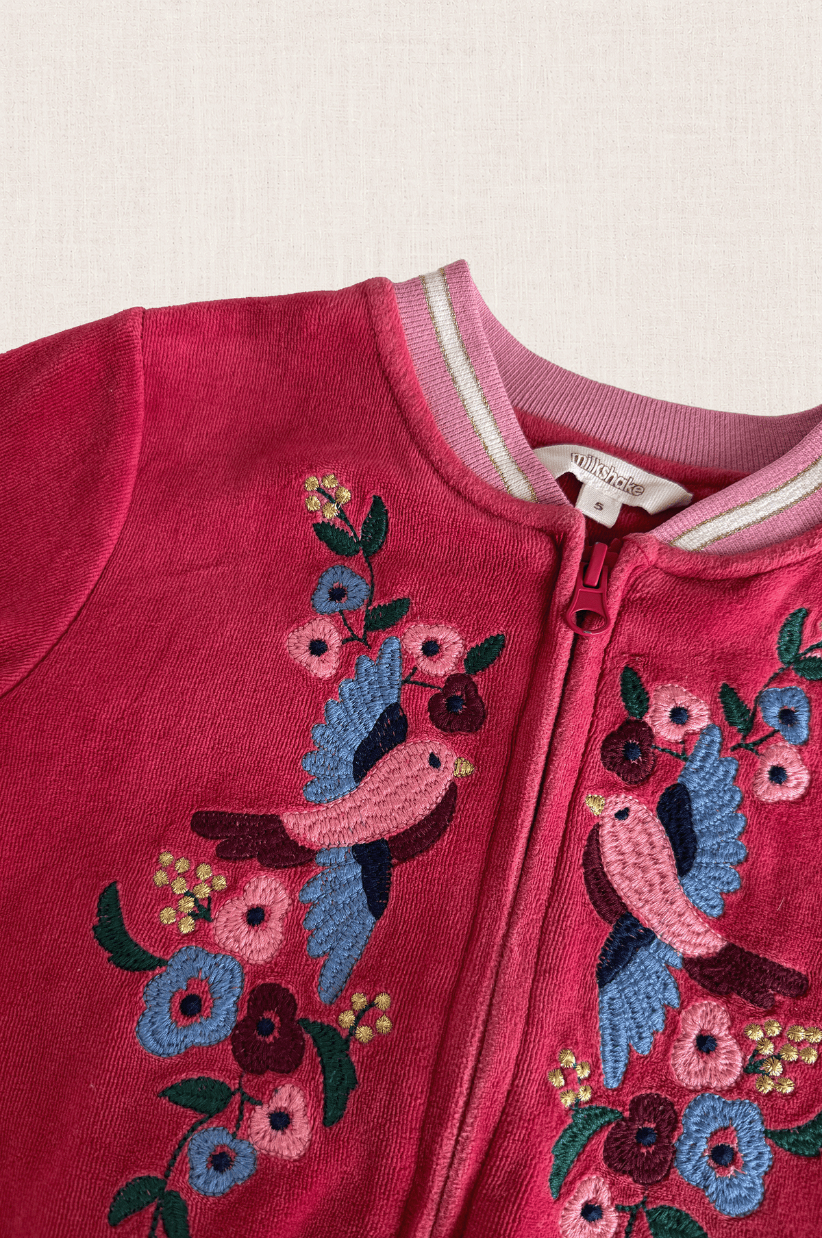 Embroidered Velour Bomber
