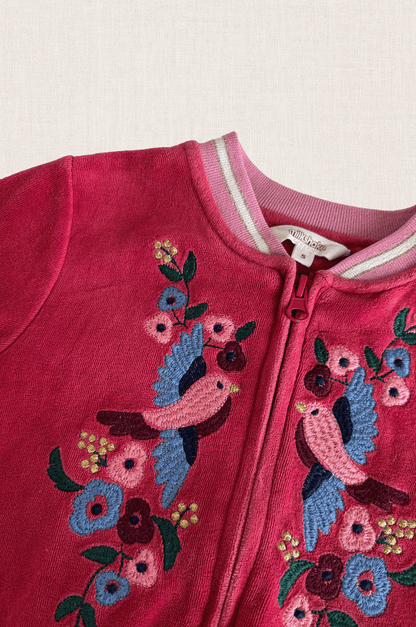Embroidered Velour Bomber