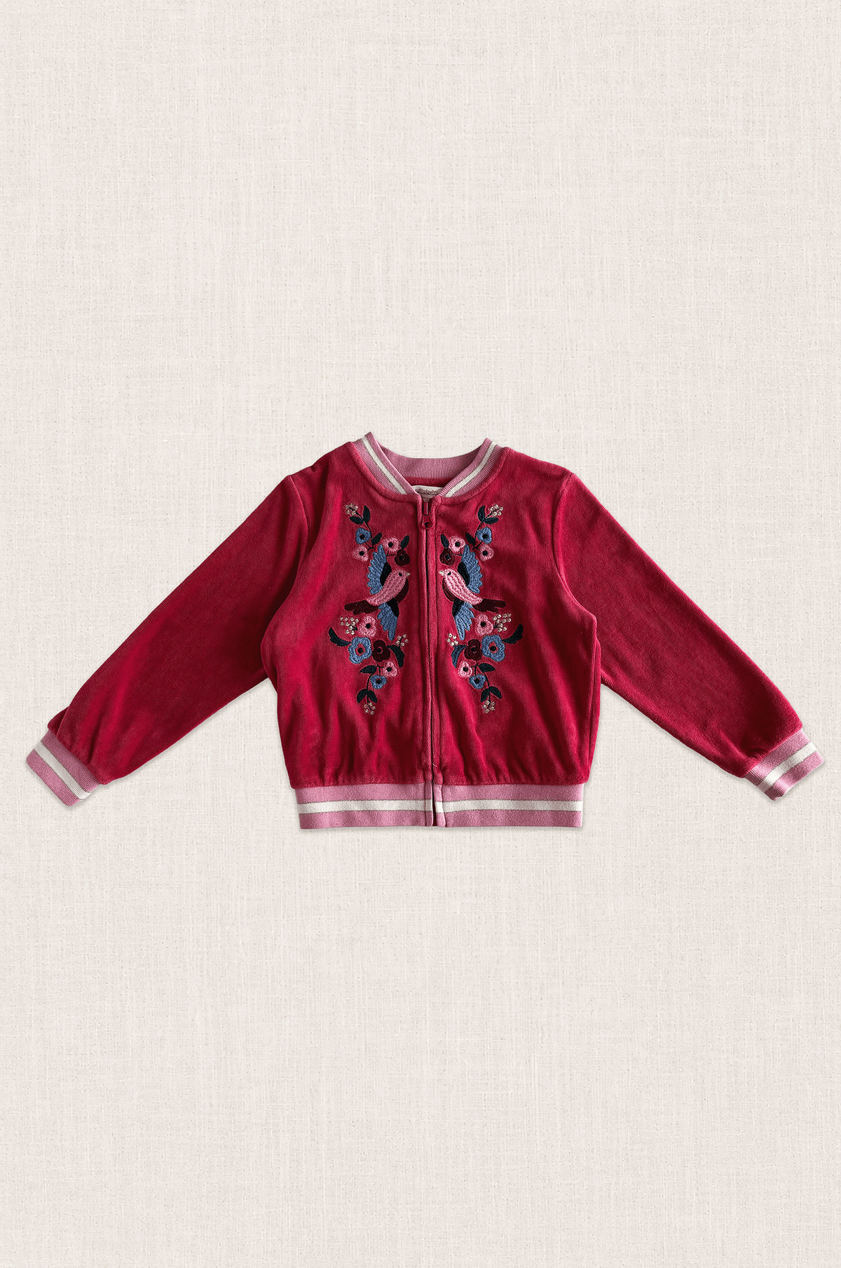 Embroidered Velour Bomber