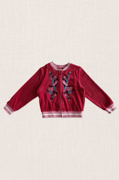 Embroidered Velour Bomber