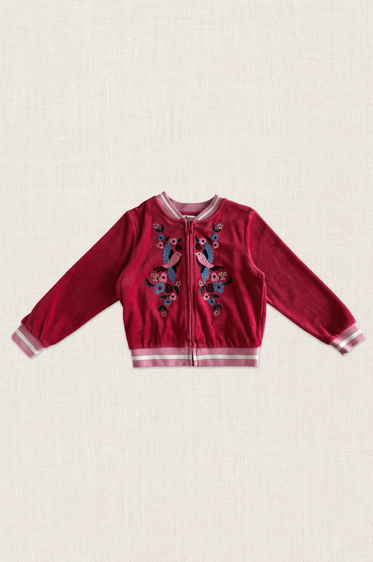 Embroidered Velour Bomber