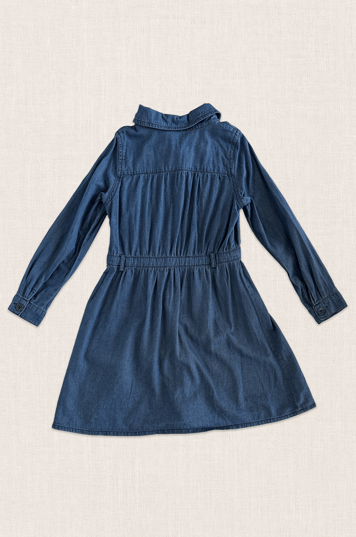 Brass Button Denim Shirt Dress