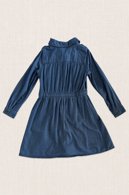 Brass Button Denim Shirt Dress
