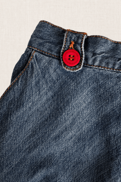 Red Button Denim Skirt