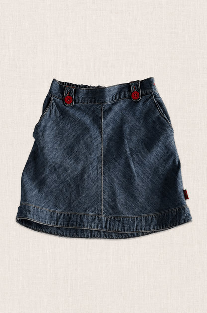 Red Button Denim Skirt