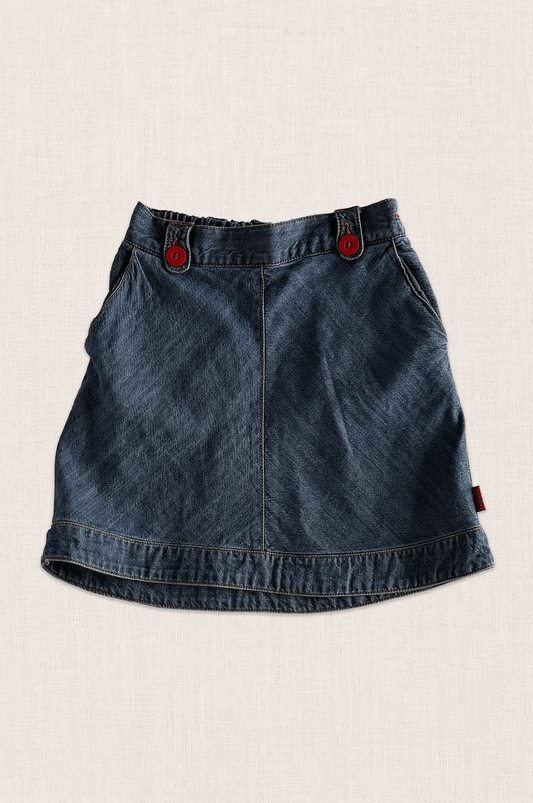 Red Button Denim Skirt