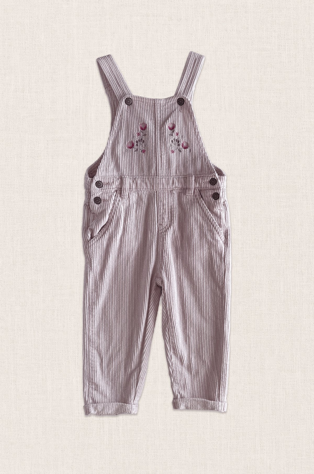 Blush Corduroy Embroidered Overalls