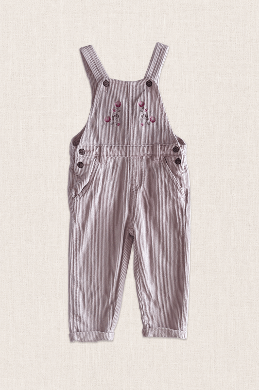 Blush Corduroy Embroidered Overalls
