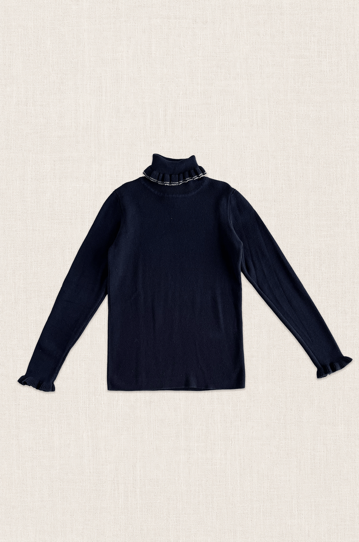 Ruffle Trim Turtleneck Sweater