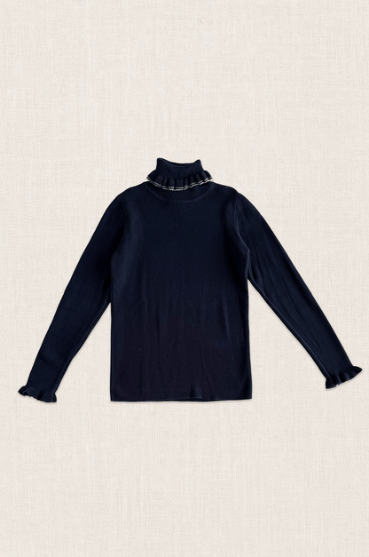 Ruffle Trim Turtleneck Sweater