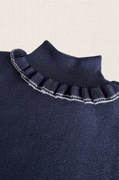 Ruffle Trim Turtleneck Sweater