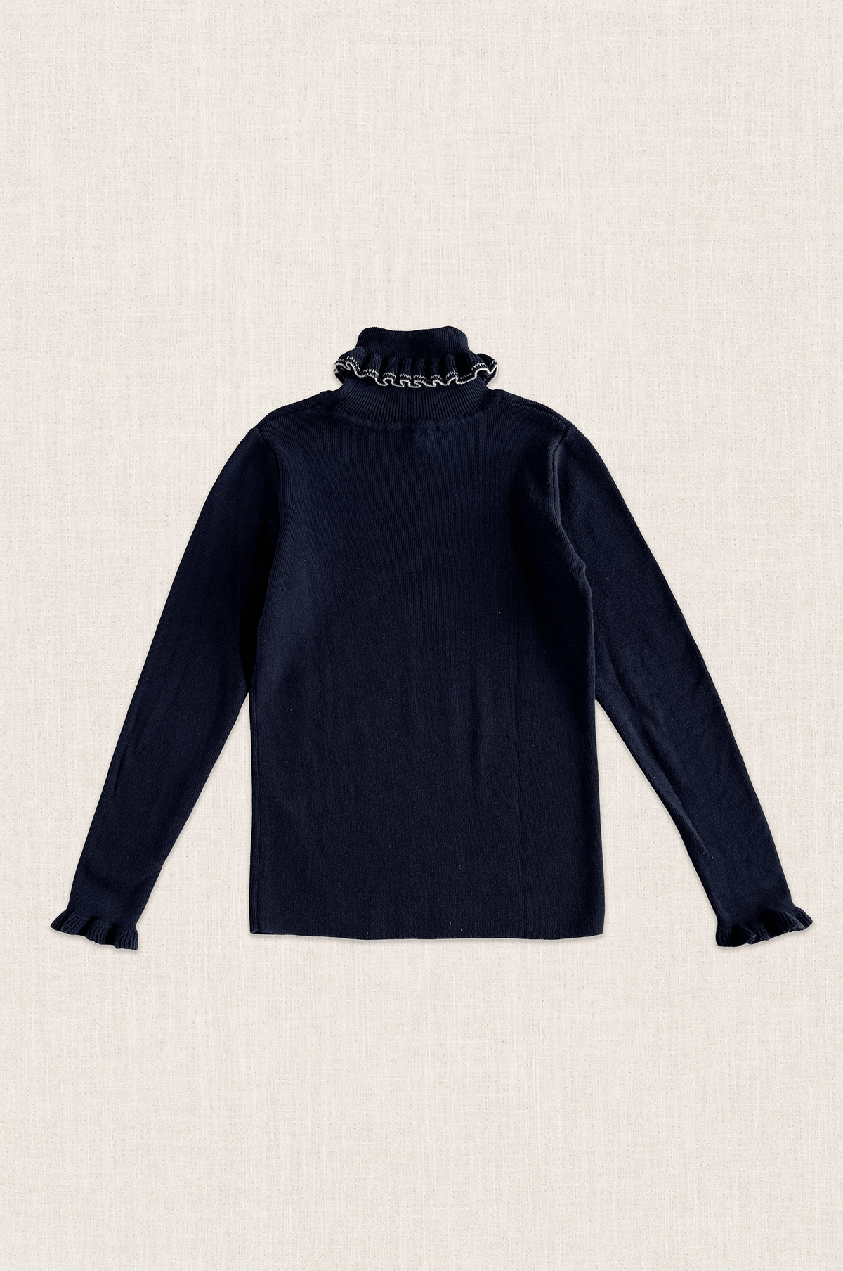 Ruffle Trim Turtleneck Sweater