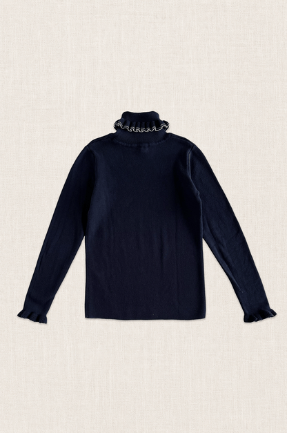 Ruffle Trim Turtleneck Sweater