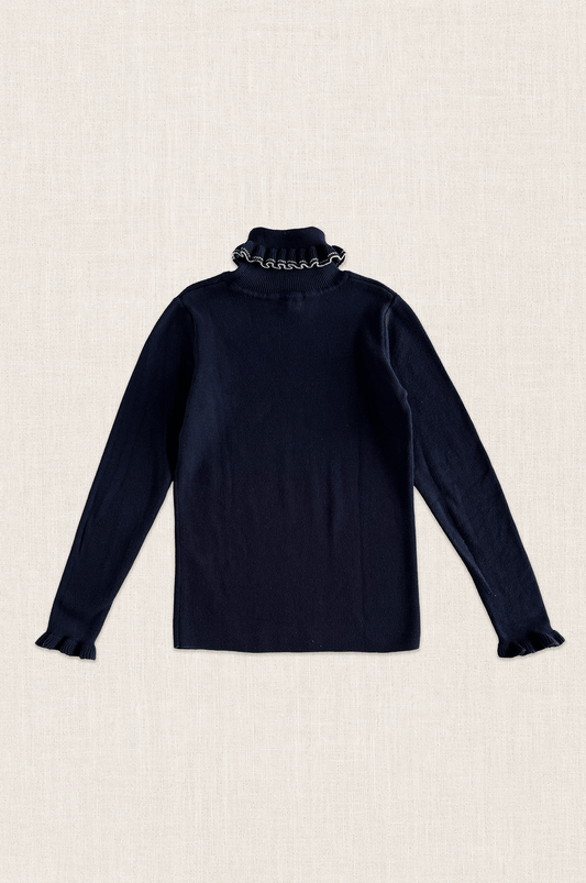Ruffle Trim Turtleneck Sweater