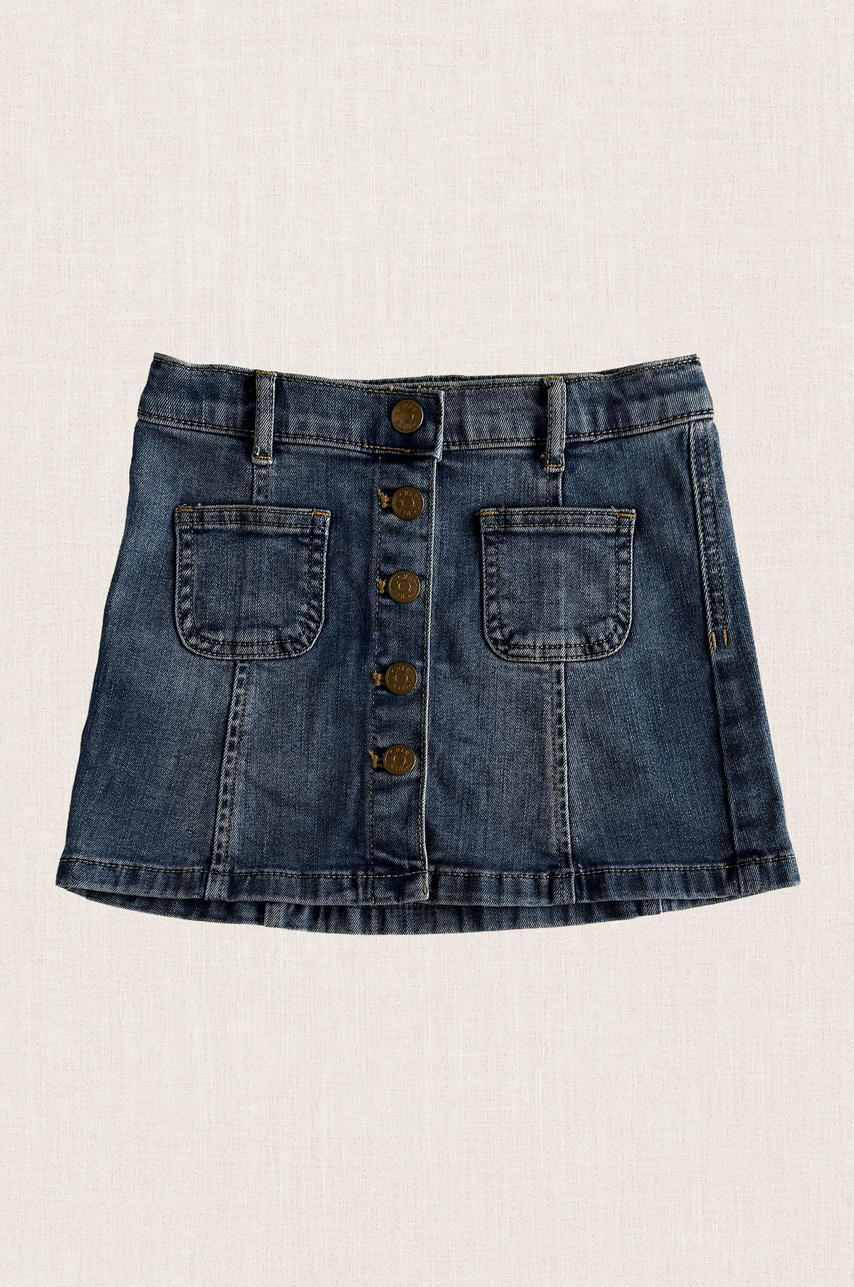 Button-Front Denim Skirt