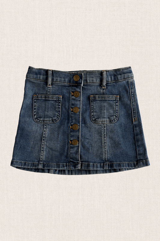 Button-Front Denim Skirt