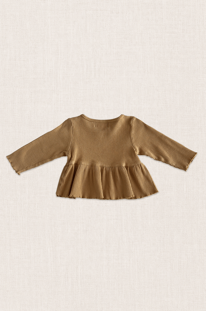 Ribbed Cotton Peplum Top