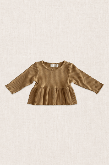 Ribbed Cotton Peplum Top