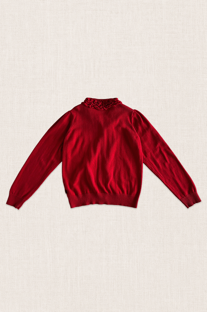 Ruffle Collar Cotton Cardigan