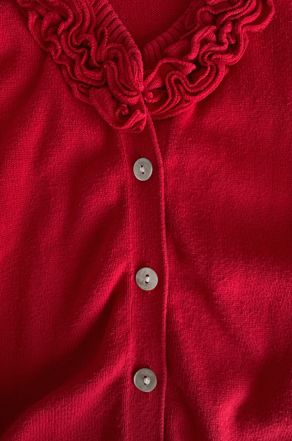 Ruffle Collar Cotton Cardigan
