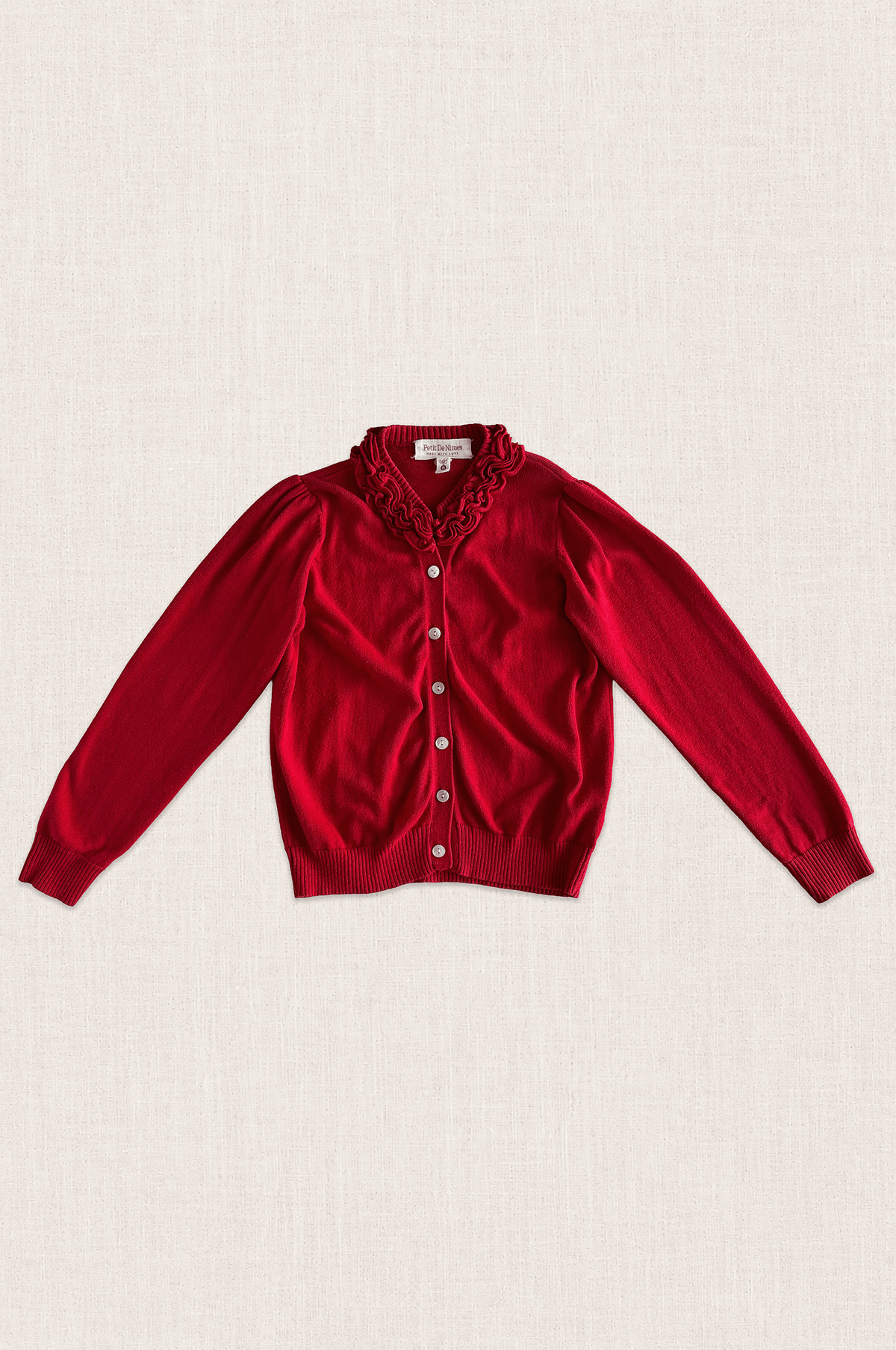 Ruffle Collar Cotton Cardigan