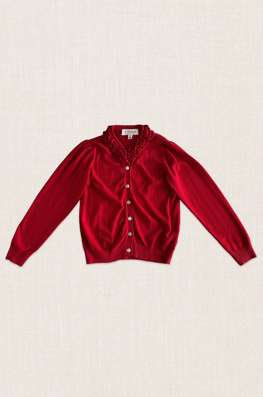 Ruffle Collar Cotton Cardigan