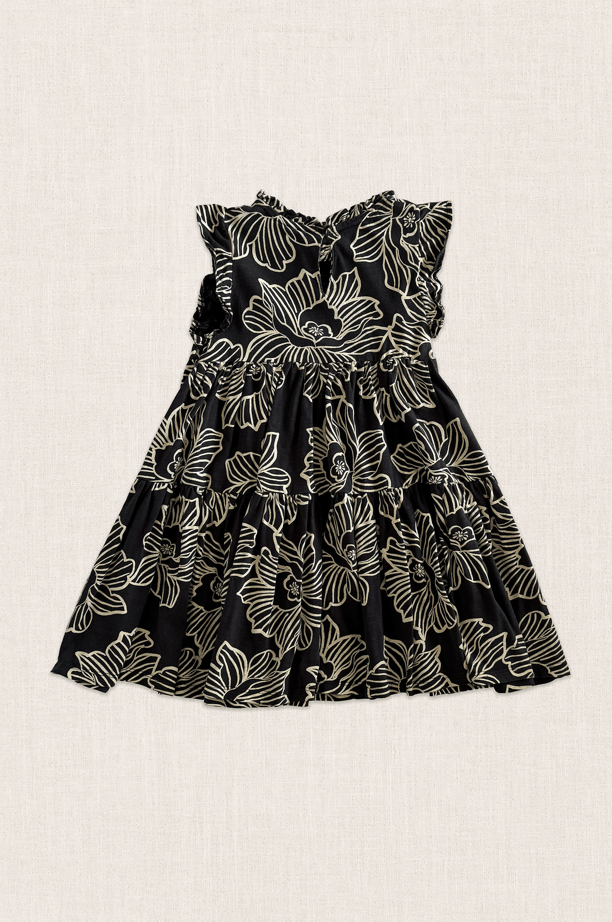 Monochrome Floral Tiered Dress