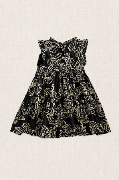 Monochrome Floral Tiered Dress