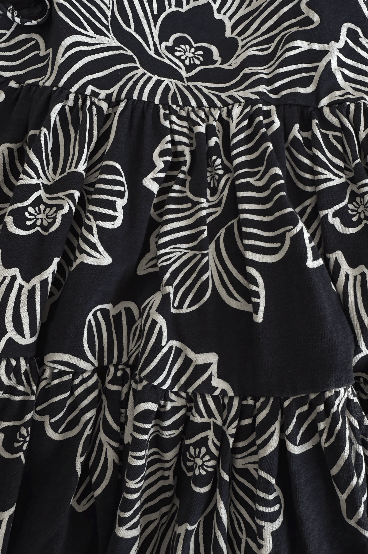 Monochrome Floral Tiered Dress
