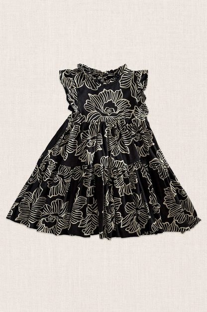 Monochrome Floral Tiered Dress