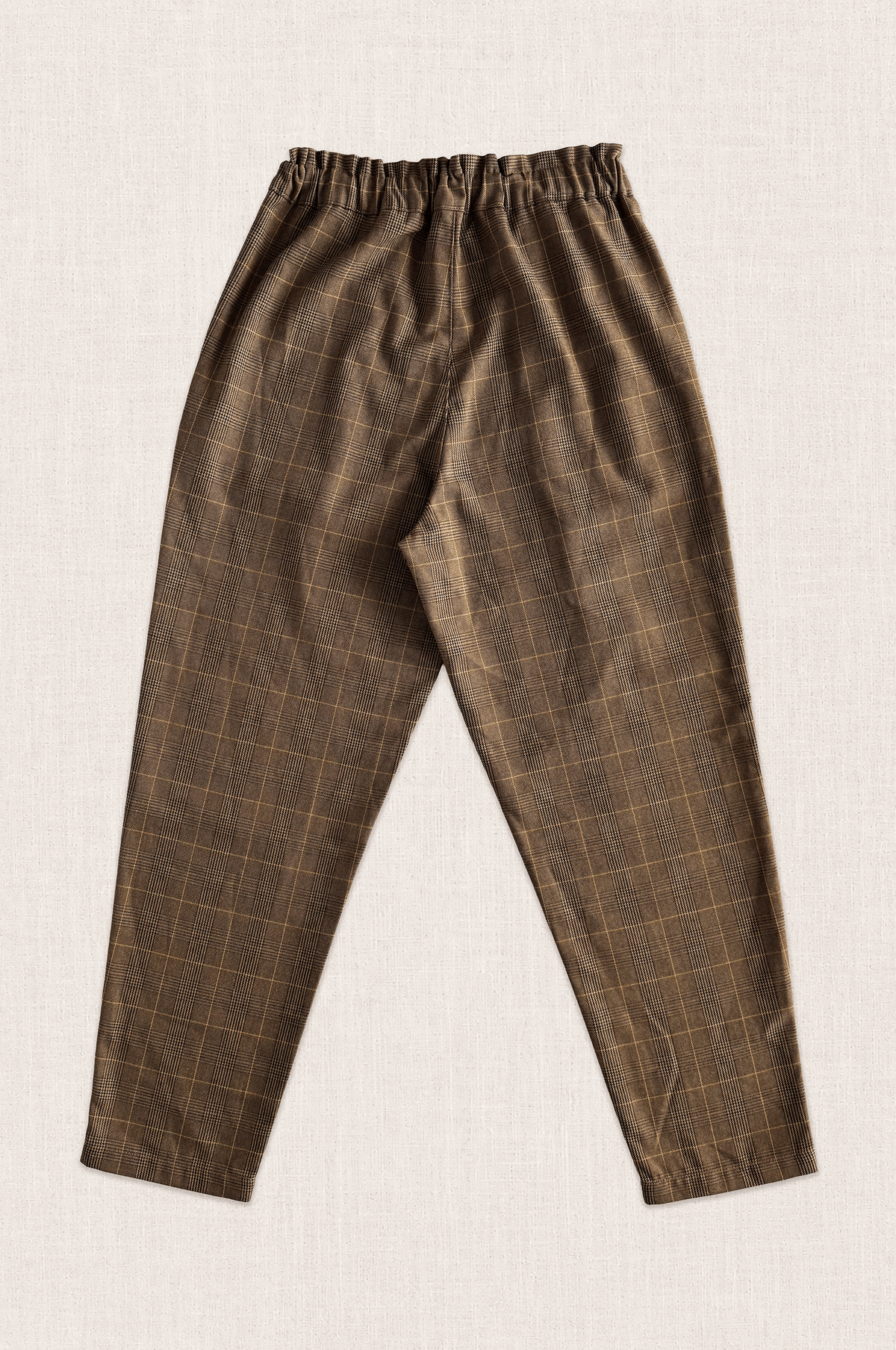 Checked Barrel-Leg Pants