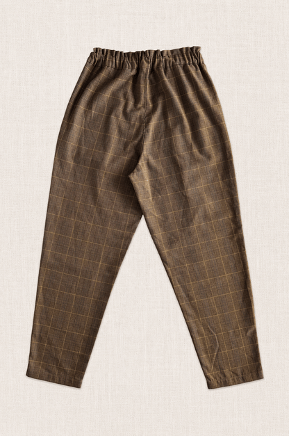 Checked Barrel-Leg Pants