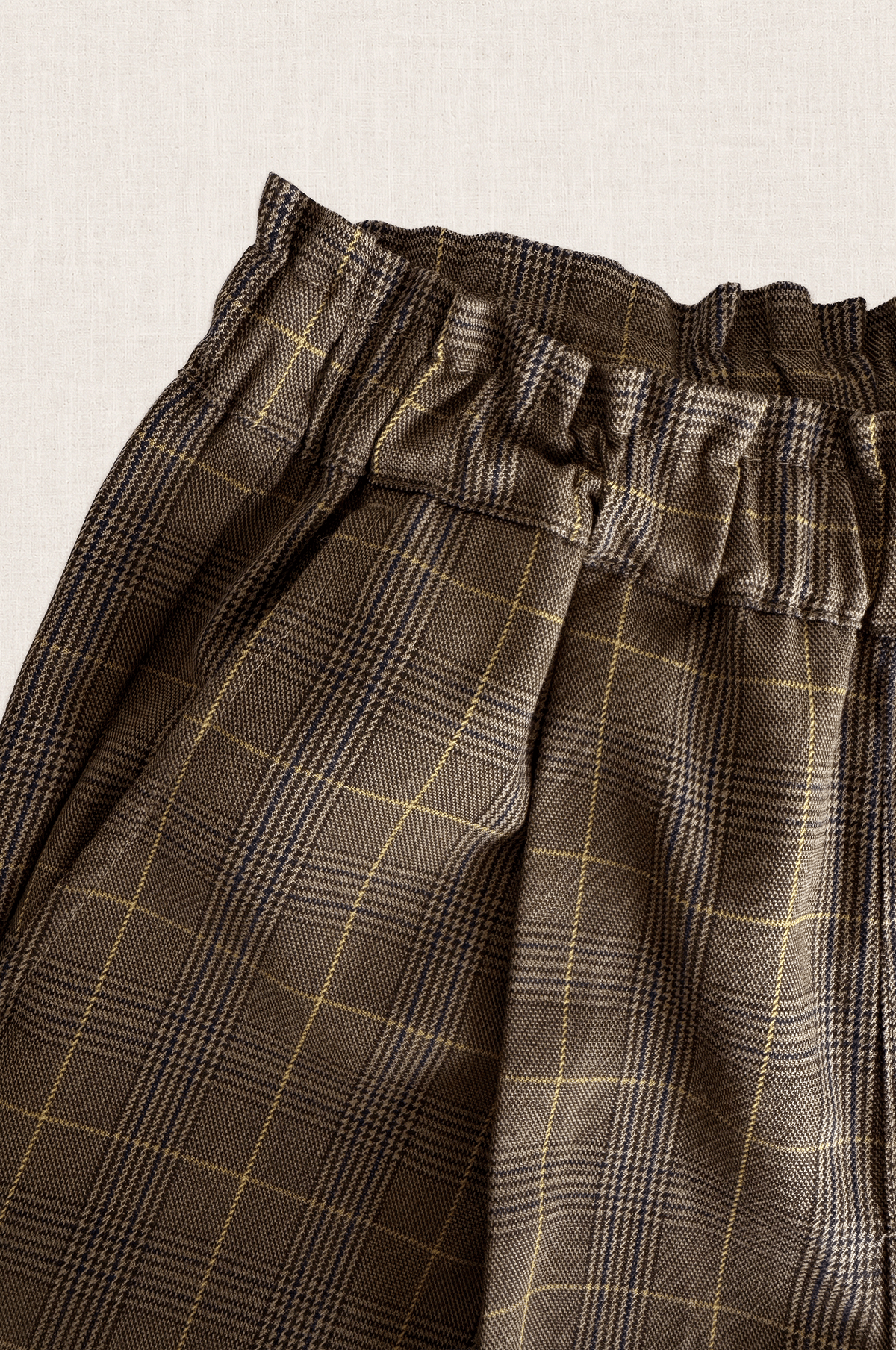 Checked Barrel-Leg Pants