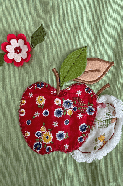 Apple Appliqué Corduroy Dress