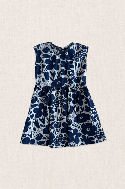 Blue Floral Denim Dress