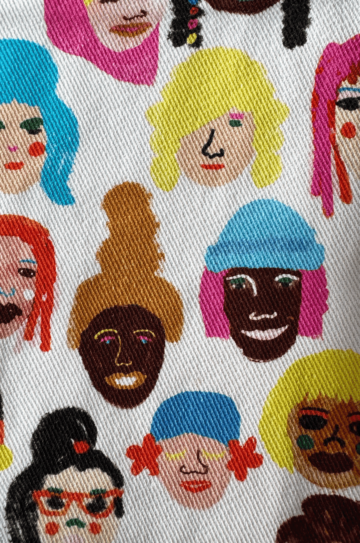 Faces Print Denim Overalls