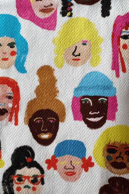 Faces Print Denim Overalls