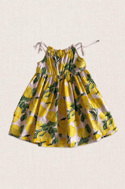 Lemon Print Gathered Dress
