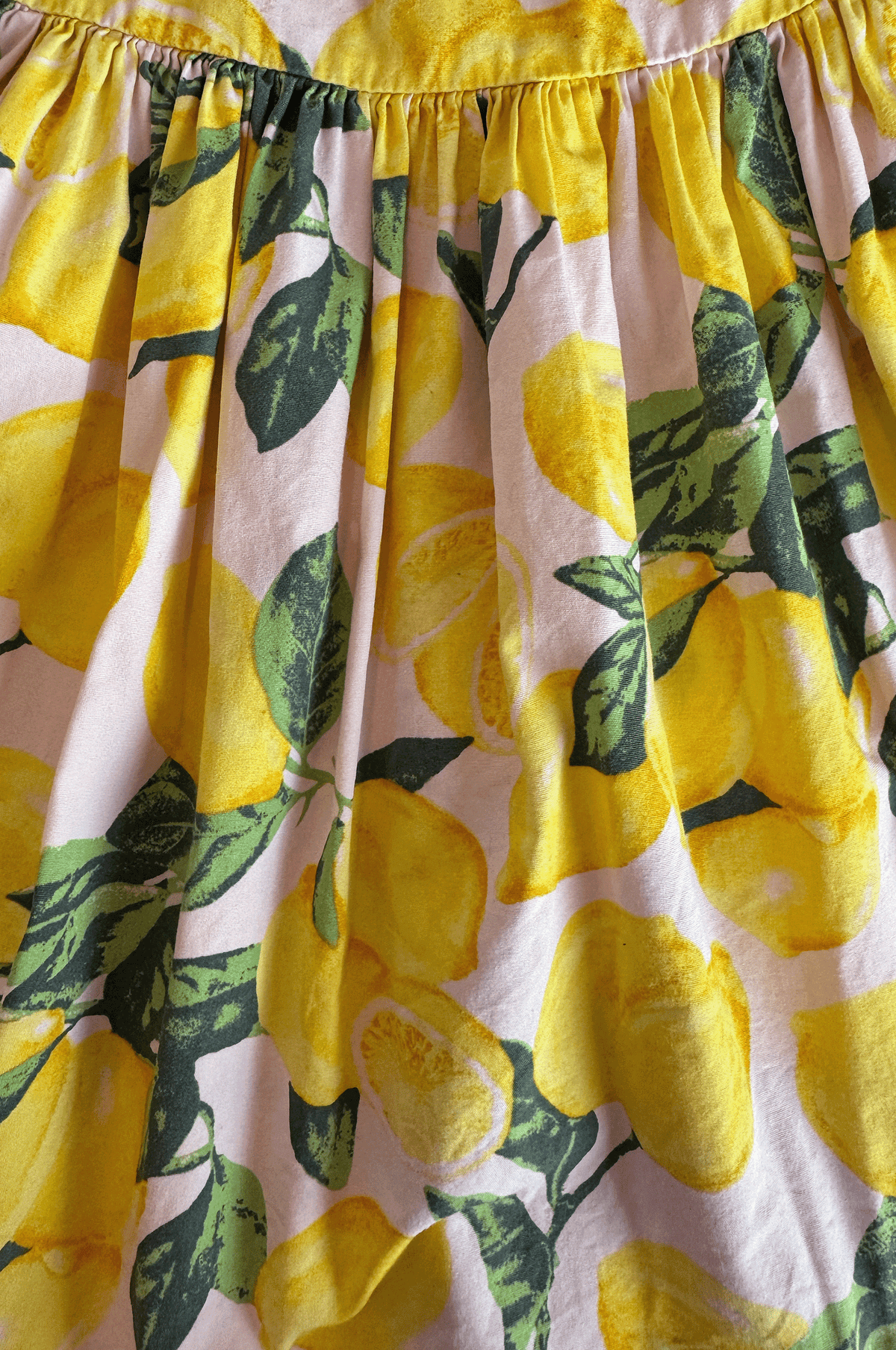 Lemon Print Gathered Dress
