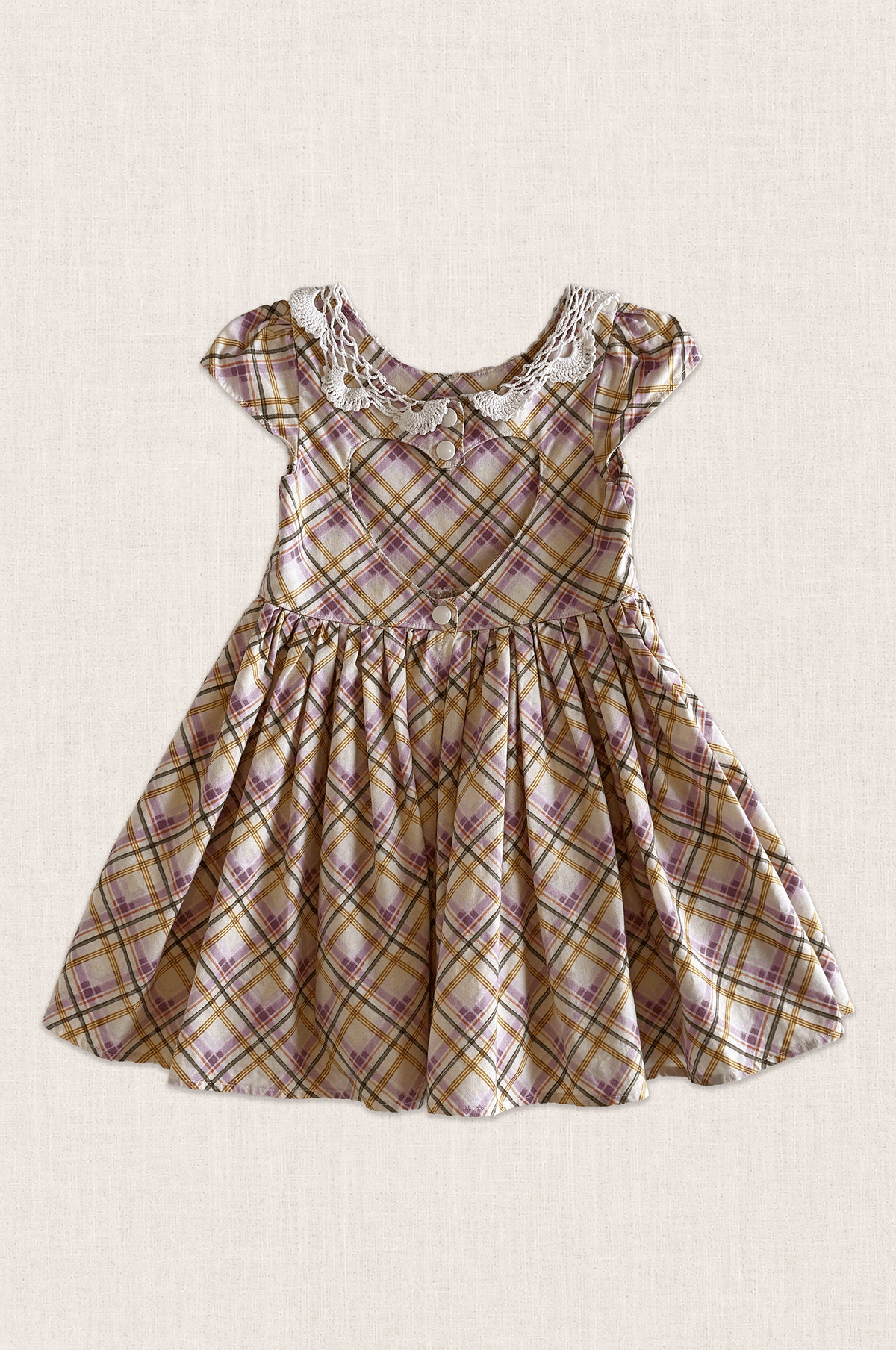 Pastel Check Lace Collar Dress