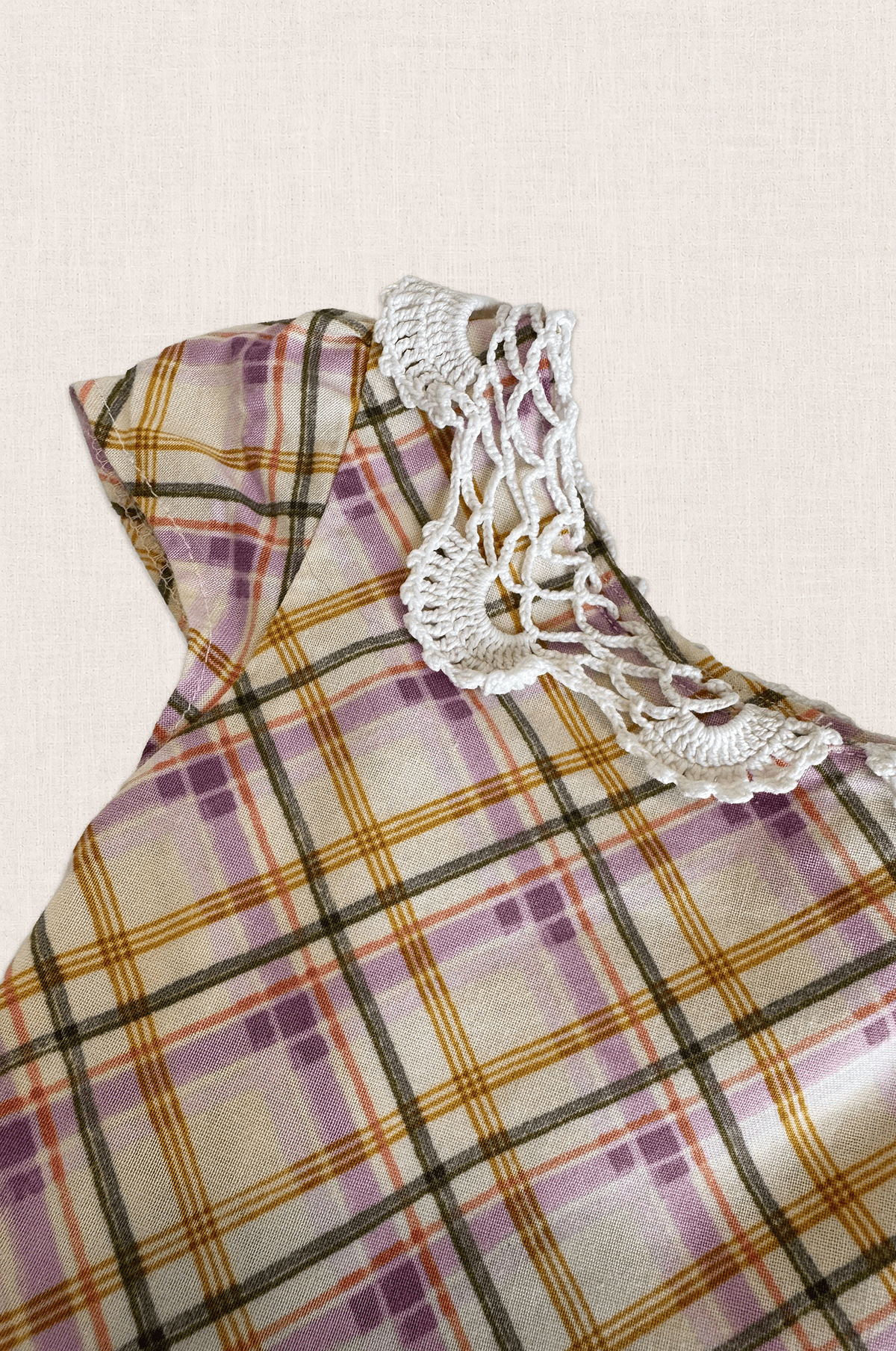 Pastel Check Lace Collar Dress