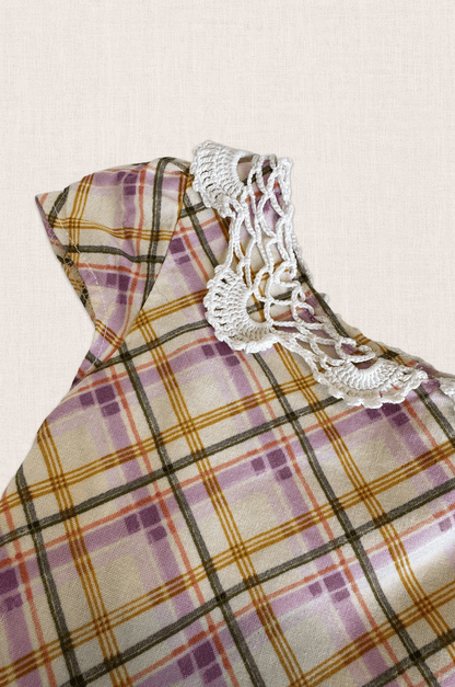 Pastel Check Lace Collar Dress