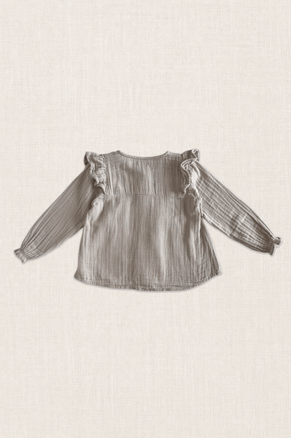 Natural Check Frill Blouse