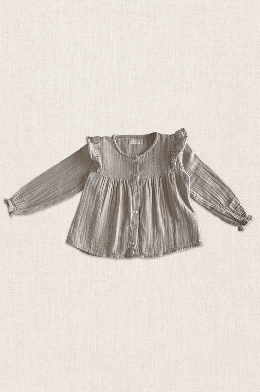 Natural Check Frill Blouse