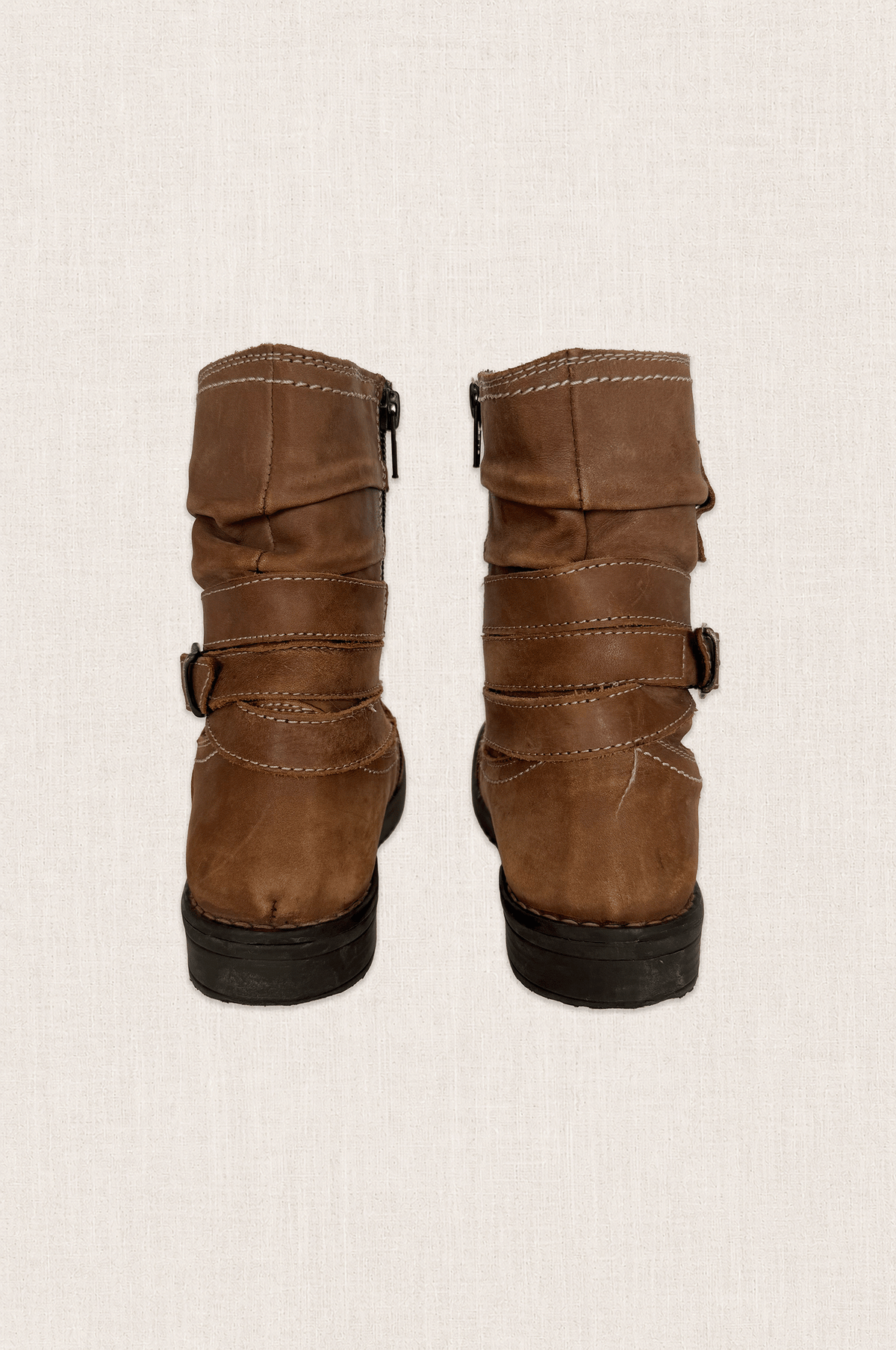 Tan Leather Slouch Boots