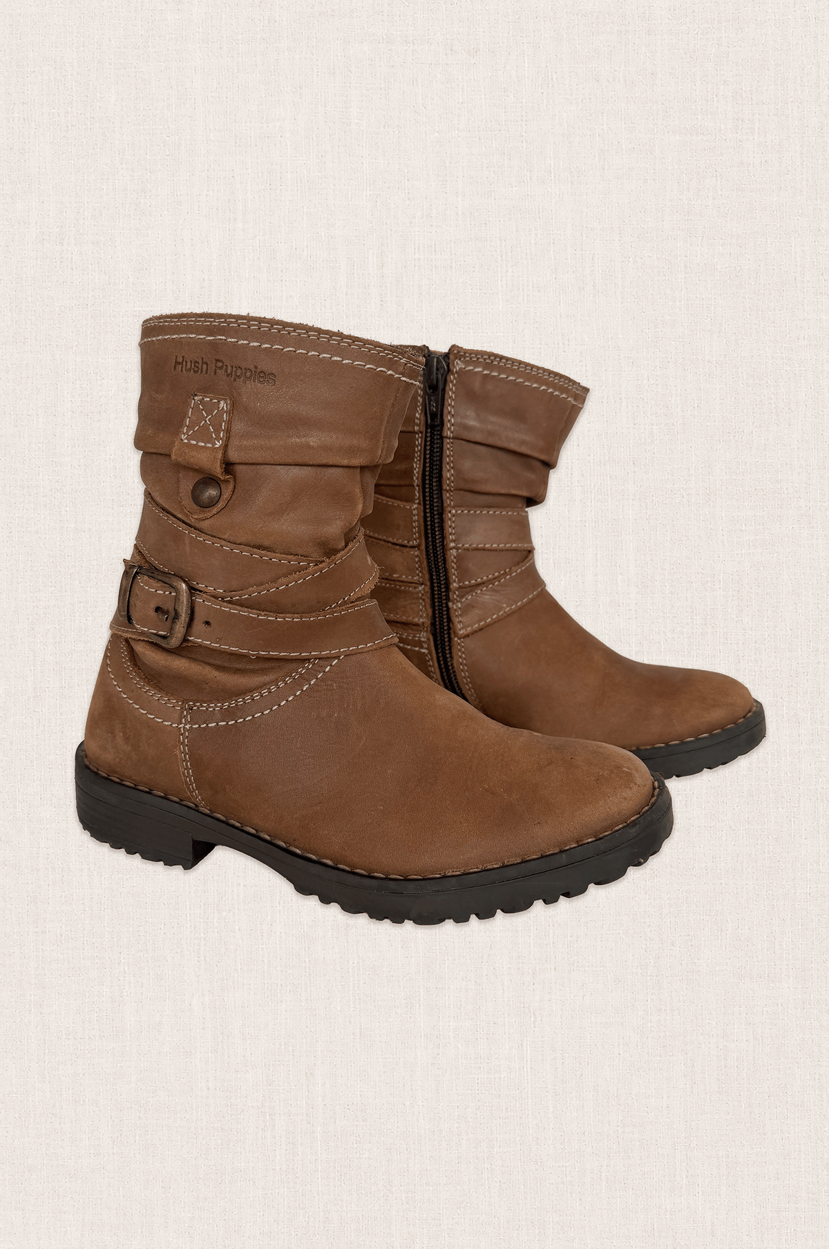 Tan Leather Slouch Boots